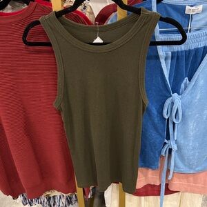a new day Olive Green Ribbed Tank Top